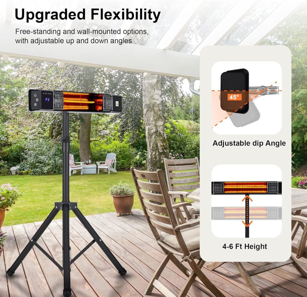 Electric Patio Heater, Mountman 1500 Watts Electric Outdoor Heater with Remote Control, 1-9 Hours, 2 Modes Infrared Heater Wall-Mounted for Patio Garage