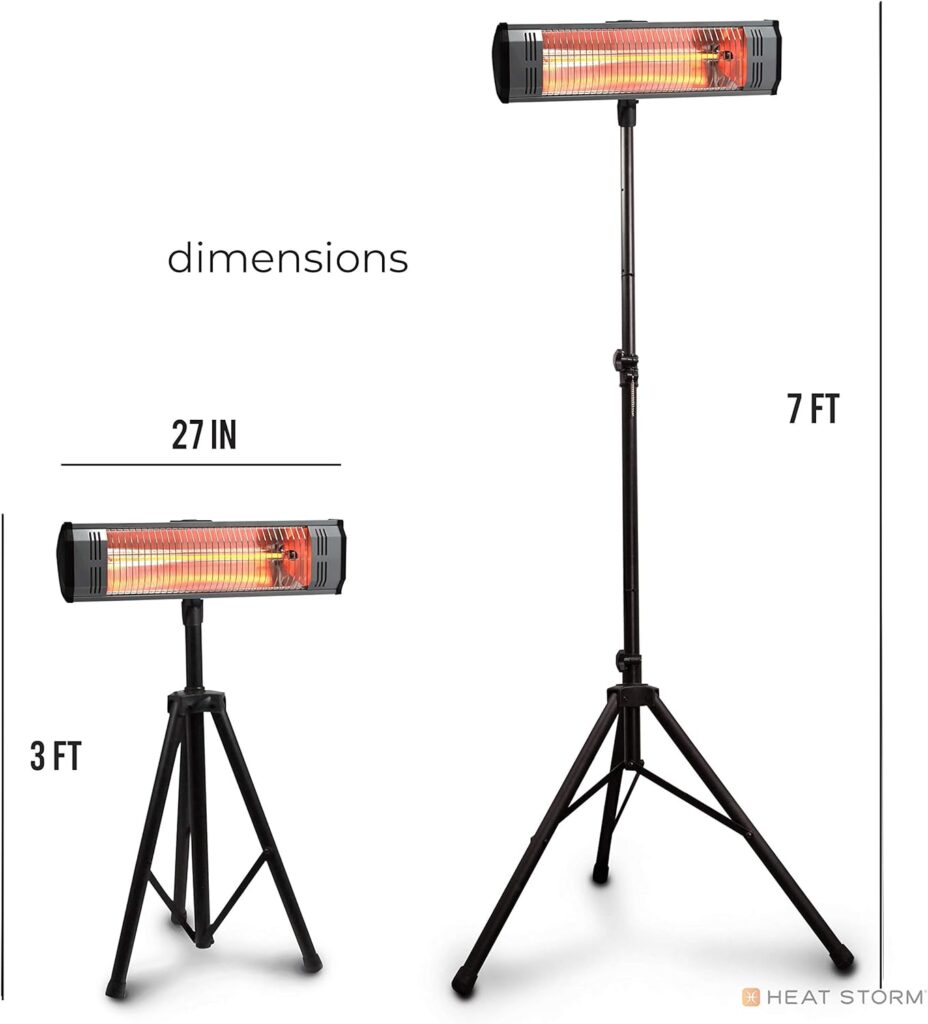 Heat Storm HS-1500-TT Infrared, 7 ft Cord, Tripod + Heater, Black