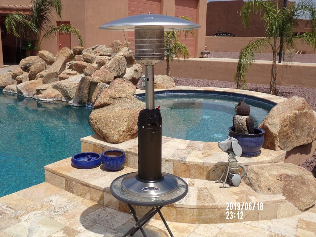 Hiland HLDS032-B Portable Table Top Patio Heater, 11,000 BTU, Use 1lb or 20Lb Propane Tank, Stainless Finish