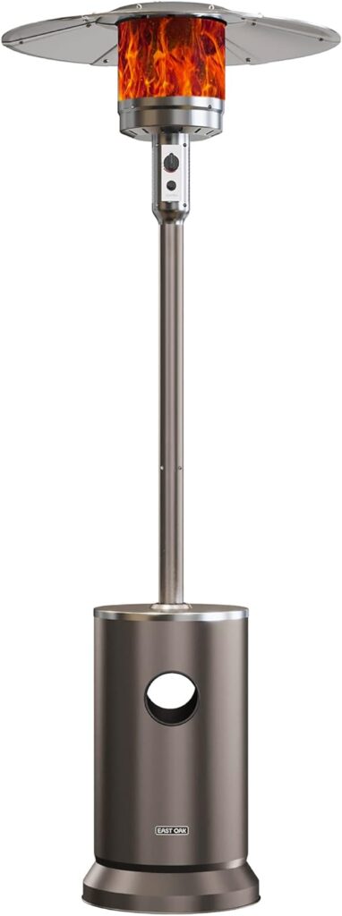 Patio Heater, EAST OAK 50,000 BTU Outdoor Patio Heater with Table Design, Stainless Steel Burner, Triple Protection System, Wheels, Outdoor Heater for Commercial and Residential, 2022 Upgrade, Bronze