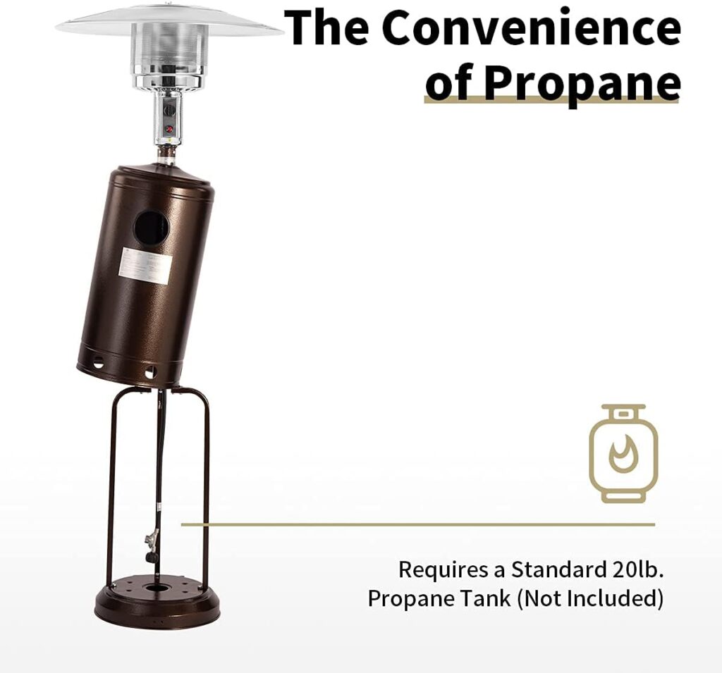 Patio Heater KEZATO 48,000 BTU Propane Outdoor Patio Heater for Residential or Commercial Use 87 Inches - Bronze