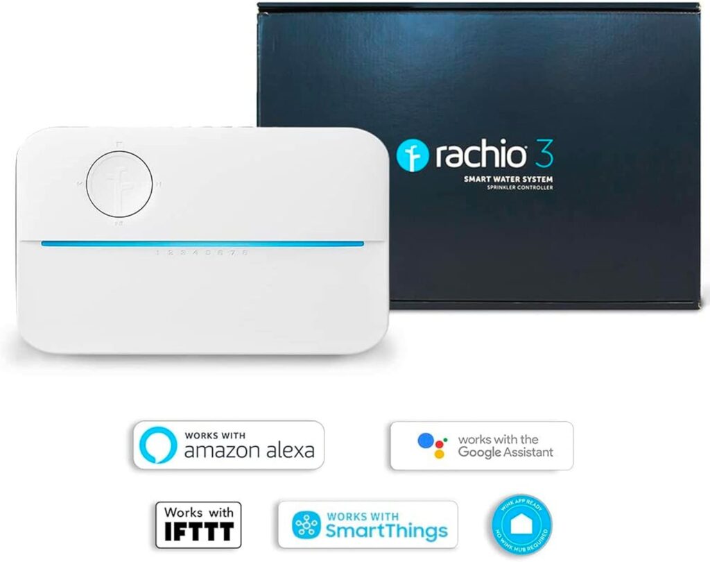 Rachio 3: 8 Zone Smart Sprinkler Controller (Simple Automated Scheduling + Local Weather Intelligence. Save Water w/ Rain, Freeze  Wind Skip), App Enabled, Works w/ Alexa, Fast  Easy Install