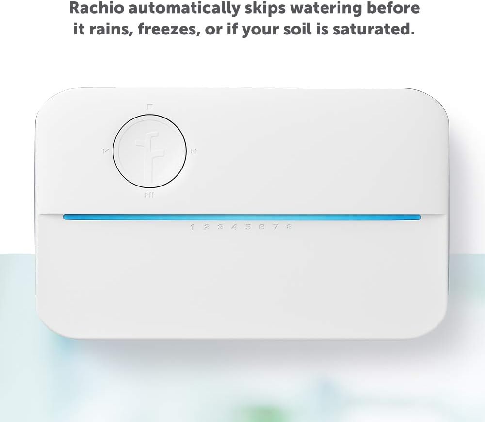 Rachio 3: 8 Zone Smart Sprinkler Controller (Simple Automated Scheduling + Local Weather Intelligence. Save Water w/ Rain, Freeze  Wind Skip), App Enabled, Works w/ Alexa, Fast  Easy Install