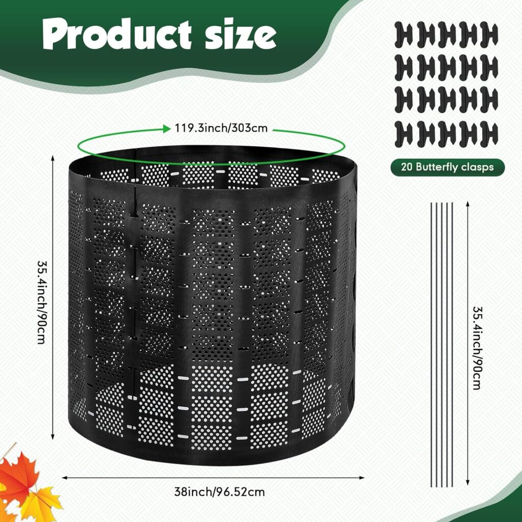 Suttmin 2 Pieces 220 Gallon Compost Bin Outdoor Expandable Plastic Compost Bin Easy Assembling Large Capacity Compost Bin for Home Garden Leaves Fast Creation of Fertile Soil Grounds