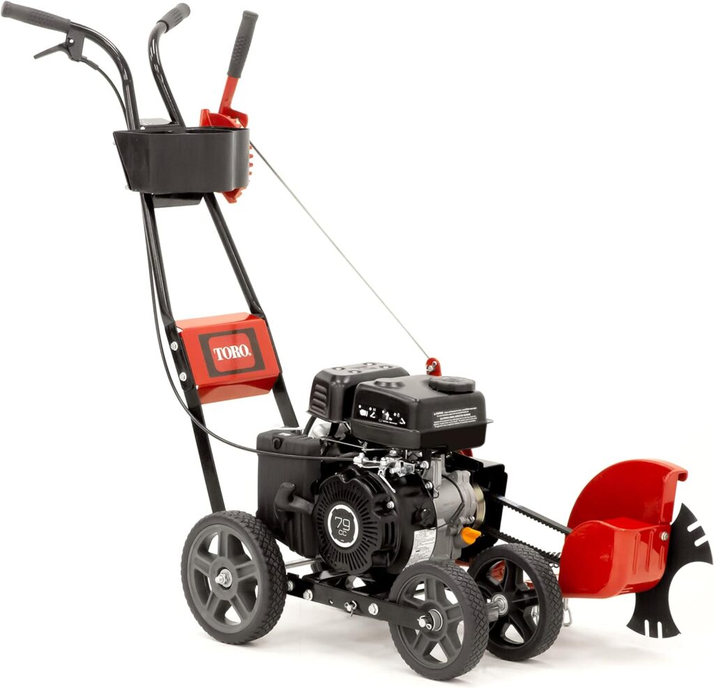 Toro Walk-Behind Edger, 79cc 4-Cycle Engine, Height, Adjustable Angle, Balanced Four Wheel Design, Quick Cutting Tri-Tip Blade, Model: 58610, Red/Black