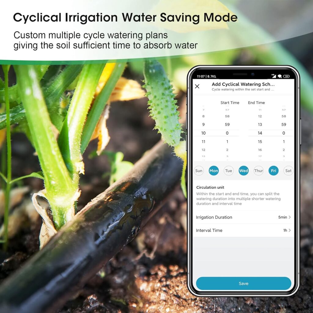 WiFi Sprinkler Timer, Digital Water Timer for Garden Hose Faucet, Programmable Automatic Watering Irrigation Timer, APP Control Smart Watering System for Lawns and Yard Compatible with Alexa Google