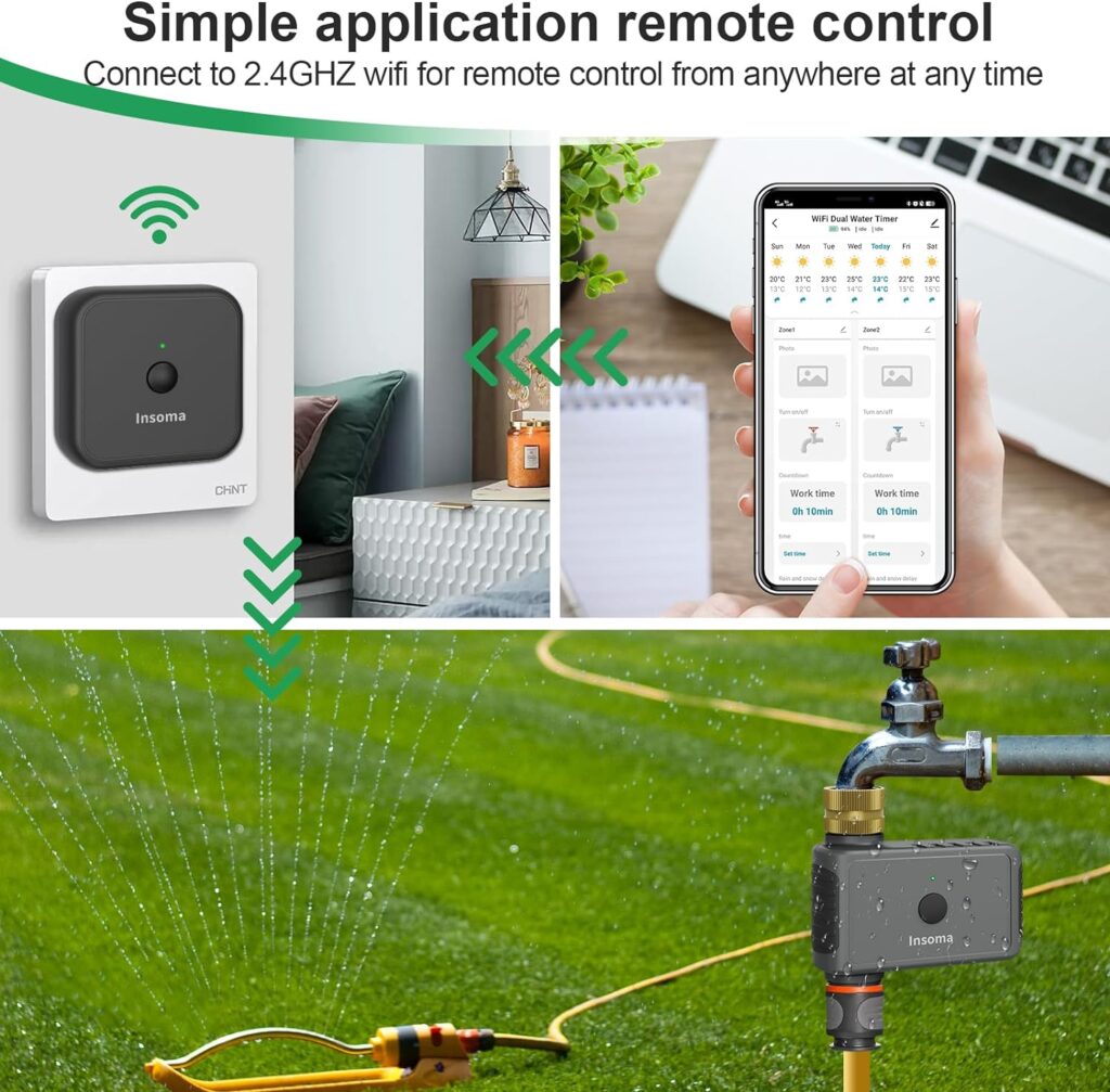 WiFi Sprinkler Timer, Insoma Smart Water Timer Hose Timer Irrigation Timer with WiFi Hub, Up to 20 Separate Watering Schedules, APP  Voice Control, Compatible with Alexa and Google Home, Brass Inlet