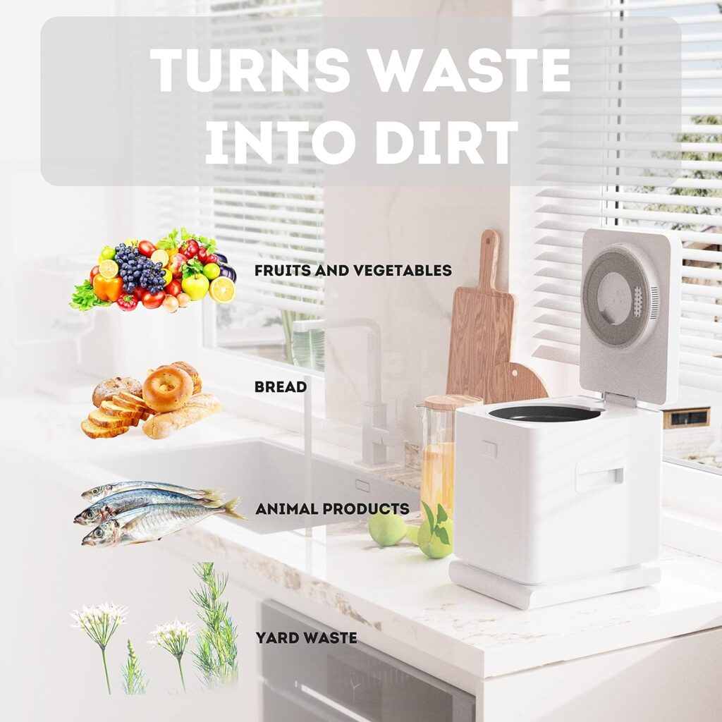 DoubleTT Compost Bin Kitchen, Smart Waste Kitchen Composter, Electric Composter Indoor/Outdoor with Base, Food Cycler with 3L Capacity, Compost Machine for Countertop, Counter.