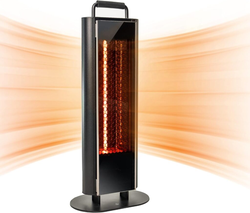 EAST OAK 1200W Patio Heater, Under Table Electric Heater with Double-Sided Design Silent Heating, IP65 Waterproof Portable Outdoor Heater with Handle and Protection from Tip-Over  Overheating