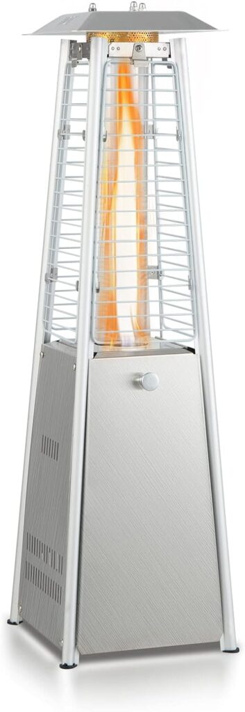 Giantex Outdoor Heaters for Patio - 35” Outside Portable Tabletop Patio Heater, 9500 BTU Pyramid Propane Patio Heater with Glass Tube, Simple Ignition System and Dancing Flame, CSA Certification