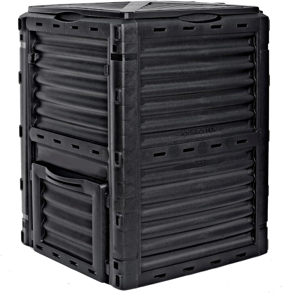 HomGarden 80 Gallon (300 L) Compost Bin from BPA Free Material, Easy Assemble Lightweight  Large Capacity, Outdoor Garden Compost Box, Fast Creation of Fertile Soil, Black