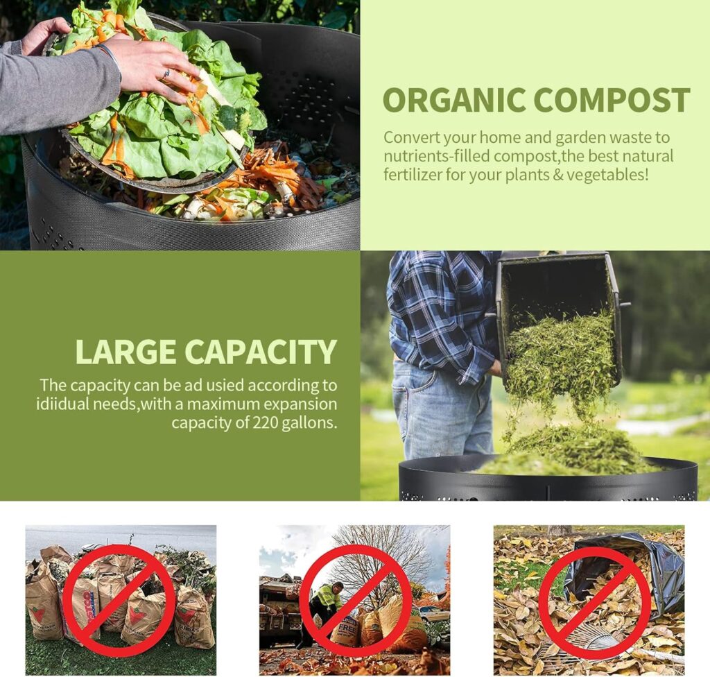 NULAOBA Outdoor Compost Bin , Farm Composter Bin Outdoor,Food Cycler Composter, 220 Gallon Garden Large Compost Bin,Expandable,Easy Assembling,