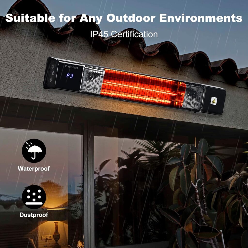 Outdoor Heaters for Patio, Patio Heater Wall Mounted with Remote Control, 1500W Fast Heating, 24H Timer, Infrared Heater for Garage, Backyard, Restaurant, Indoor  Outdoor Use (With Tripod)