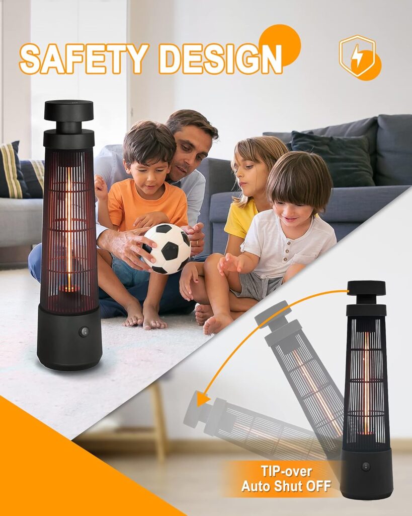 Star Patio Electric Patio Heater, Outdoor Heater, Infrared Patio Heater With Unique Lantern Shape Design, Outdoor Freedstanding Heater, IP55 Waterproof, Touch Switch, STP1319-RMHD