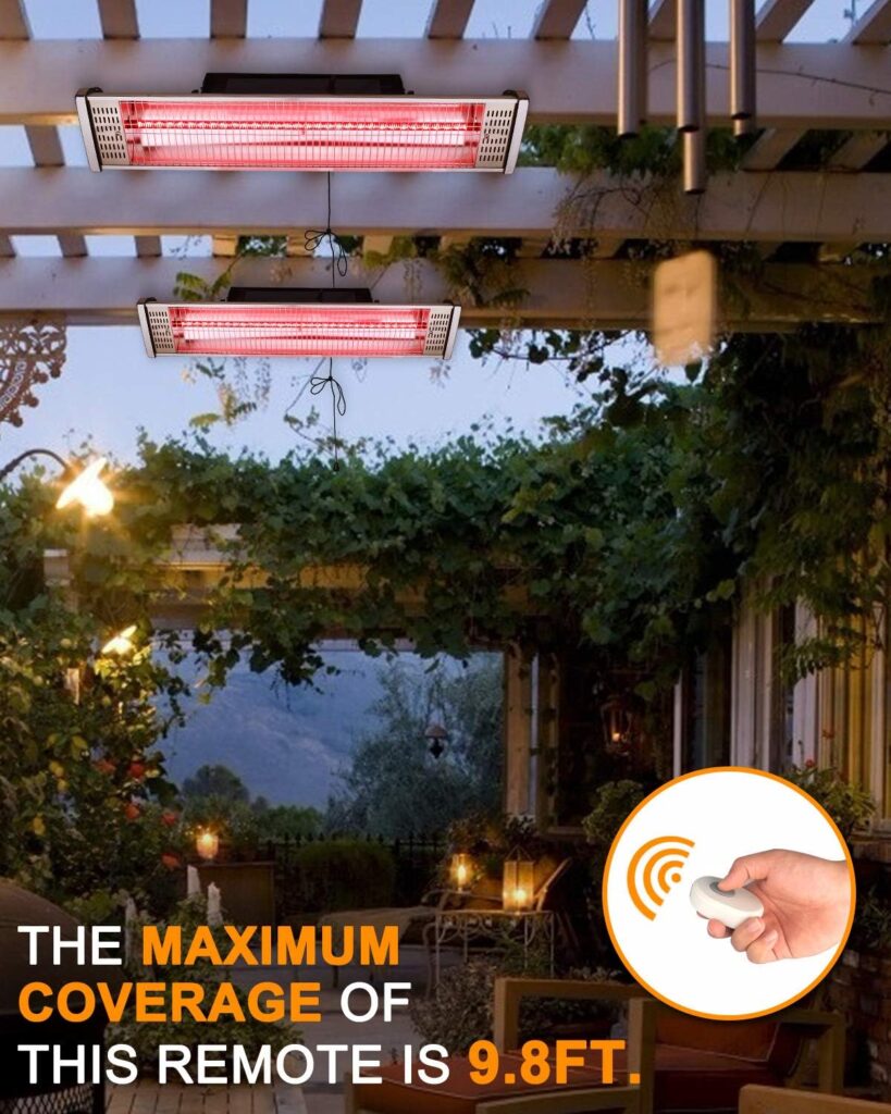 Star Patio Electric Patio Heater with Remote, Indoor/Outdoor Heater, Space Heater, Infrared Heater, Wall Mounted, suitable as Gazebo Heater, Balcony Heater, Garage Heater, 1530